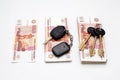 House and car keys on money Royalty Free Stock Photo