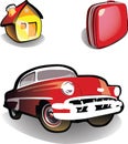 House, car, suitcase - icons Royalty Free Stock Photo