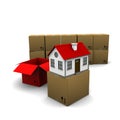 House from a cardboard box on the background of th Royalty Free Stock Photo