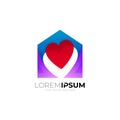 House care logo design template, heart icon, clinic icons, hospital