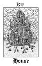 House castle. Tarot card from vector Lenormand Gothic Mysteries oracle deck