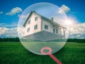 House is caught in a floating bubble- 3D-Illustration