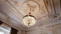 house ceiling with crystal lamp Royalty Free Stock Photo