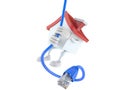 House character swinging on network cable Royalty Free Stock Photo