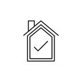 house, check, insurance icon. Element of insurance icon. Thin line icon for website design and development, app development.