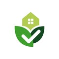 house with check mark template illustration for healthy home sign verified estate logo design vector