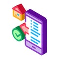 House check phone app isometric icon vector illustration