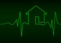 house check up, in electrocardiogram style on monitor, vector illustration background