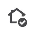 House and checkmark black vector icon