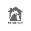 House Chicken logo design vector template, Rooster illustration, Symbol icon