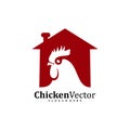 House Chicken logo design vector template, Rooster illustration, Symbol icon