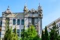 House with chimeras in Kiev, Ukraine. Art Nouveau building with sculptures of the mythical animals was created by architect