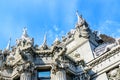 House with chimeras in Kiev, Ukraine. Art Nouveau building with sculptures of the mythical animals was created by architect