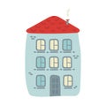 house. City cottage building. Vector illustration in flat style. Modern building for rent or sale. Cartoon Vector image of the red Royalty Free Stock Photo