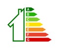 House class energy and economics. Certificate of epc. Badge of performance and efficiency of house. Economy consumption of energy Royalty Free Stock Photo