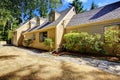 House with clean backyard area and dry grass