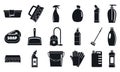 House cleaner equipment icons set, simple style Royalty Free Stock Photo