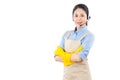 House cleaning business woman online services Royalty Free Stock Photo