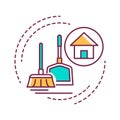 House Cleaning color line icon. Handyman service. Disposing of rubbish, cleaning dirty surfaces, dusting and vacuuming. Pictogram
