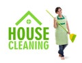 House Cleaning design with maid full length Royalty Free Stock Photo