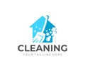 House cleaning and house cleanup service, logo design. Sanitizing, disinfecting, hygiene and cleanliness, vector design