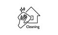 House Cleaning icon. Service Home Logo. Quality design Template element. Editable stroke. line style. Vector isolated Royalty Free Stock Photo