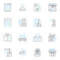 House cleaning linear icons set. Sweep, Scrub, Dust, Polish, Vacuum, Mop, Tidy line vector and concept signs. Organize