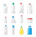 House cleaning plastic products realistic set vector isolated.