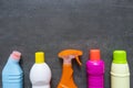 House cleaning product on black background Royalty Free Stock Photo