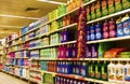 House cleaning products at a supermarket stand for sale Royalty Free Stock Photo