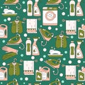 House cleaning seamless vector pattern.