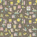 House cleaning seamless vector pattern.