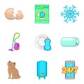 House cleaning service icon set, cartoon style Royalty Free Stock Photo