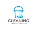 House cleaning service logo design. Cleaning brush and bucket vector design