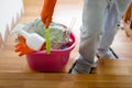 House cleaning service and Man cleaning house concept.