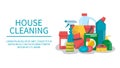 House cleaning service web banner. Spray, spong