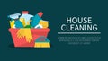 House cleaning service web banner. Spray, spong