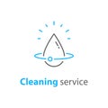 Home cleaning services, plumbing repair logo, house hygiene, vector linear icon