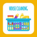 House Cleaning Supplies Social Media Vector Banner