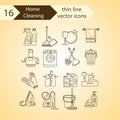 House cleaning thin line vector icon set.