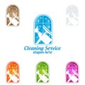 House Cleaning Vector Logo Design, Eco Friendly with shiny spray Concept isolated on white Background Royalty Free Stock Photo