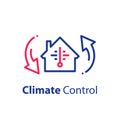 House climate control system, change temperature, home air conditioning, cooling or heating