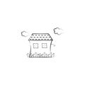 House, cloud, flowers icon. Element of hand drawn Imaginary house icon for mobile concept and web apps. Hand drawn House, cloud, f Royalty Free Stock Photo