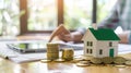 The house and coins stack.AI generated image Royalty Free Stock Photo