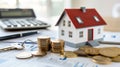 A house with coins stack.AI generated image Royalty Free Stock Photo