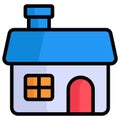 house colored line icon, Merry Christmas and Happy New Year icons for web and mobile design Royalty Free Stock Photo
