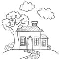 House coloring page, useful as coloring book for kids,