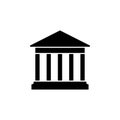 House with columns icon. Building of bank, government, court house, educational or cultural establishment with classic Greek