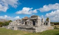 House of Columns with partly cloudy sky at ancient Mayan ruins of Tulum in Mexic Royalty Free Stock Photo