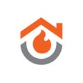 House Combined With Fire, Logo or Icon Design